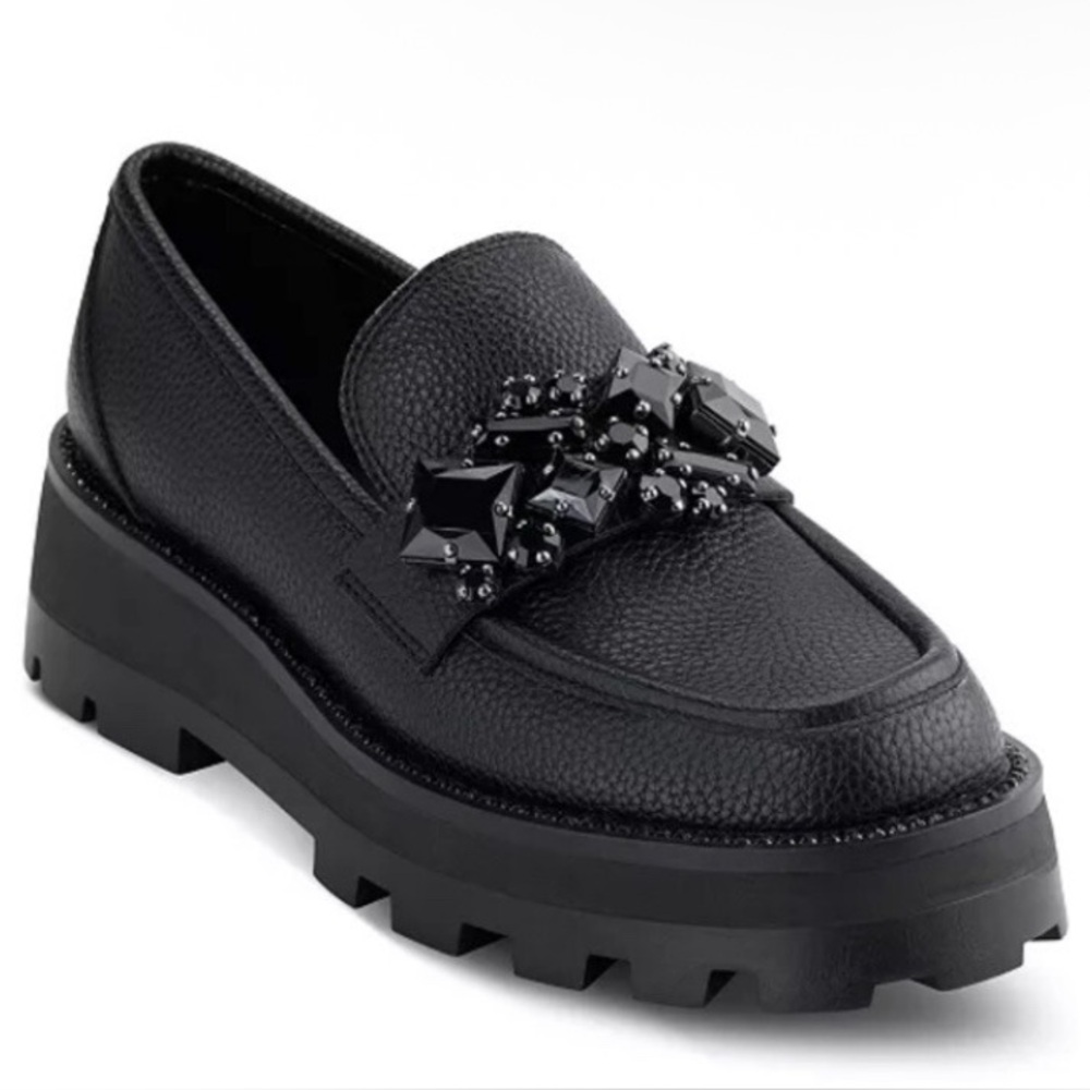 Karl Lagerfeld Black Loafers with Embellished Detail